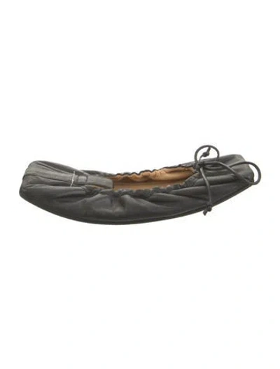 Pre-owned Mm6 Maison Margiela Leather Ballet Flats In Black