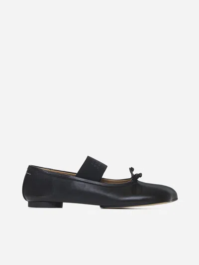 Mm6 Maison Margiela Anatomic Numbers-motif Leather Ballerinas In Black