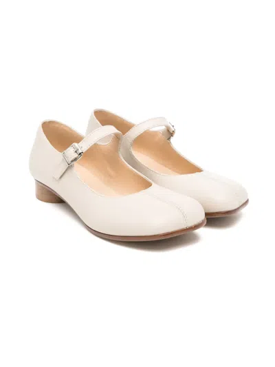 Mm6 Maison Margiela Kids' Leather Ballet Flats In Neutrals