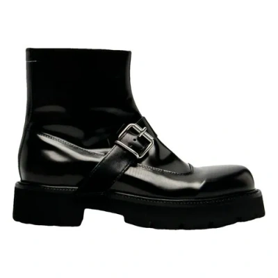 Pre-owned Mm6 Maison Margiela Leather Biker Boots In Black
