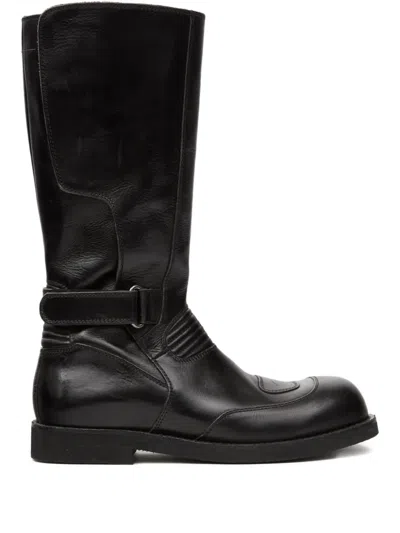 Mm6 Maison Margiela Leather Biker Boots In Blue
