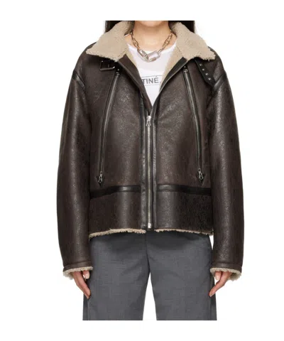 Mm6 Maison Margiela Leather Biker Jacket In Black