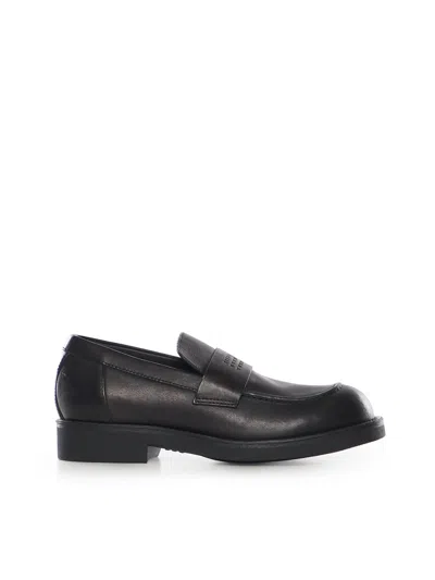 Mm6 Maison Margiela Black Calf Leather Bos Taurus Slip-on Loafers