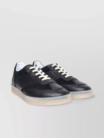 Mm6 Maison Margiela Leather Block Design Sneakers In Black
