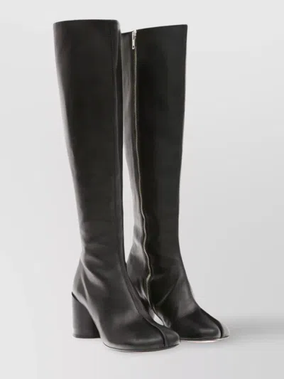 Mm6 Maison Margiela Leather Block Heel Knee-high Boots In Black