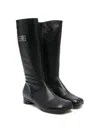 Mm6 Maison Margiela Logo-patch Leather Knee Boots In Black