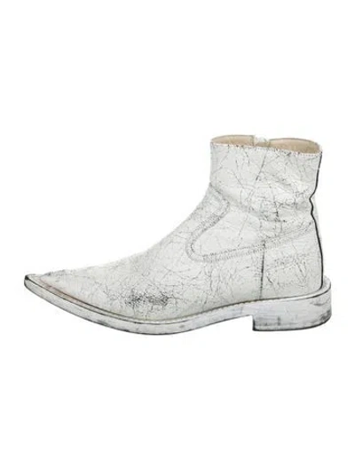 Pre-owned Mm6 Maison Margiela Leather Boots In Black/white