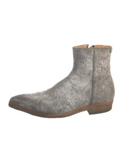 Pre-owned Mm6 Maison Margiela Leather Boots In Gray