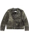 Mm6 Maison Margiela Leather "brown" Biker Jacket In Green