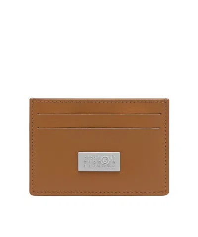 Mm6 Maison Margiela Leather Card Holder In Brown