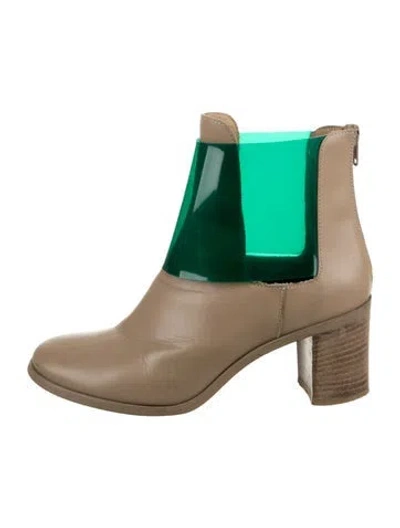Pre-owned Mm6 Maison Margiela Leather Chelsea Boots In Green