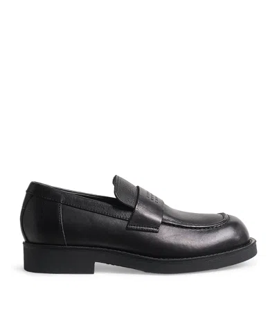 Mm6 Maison Margiela Black Calf Leather Bos Taurus Slip-on Loafers