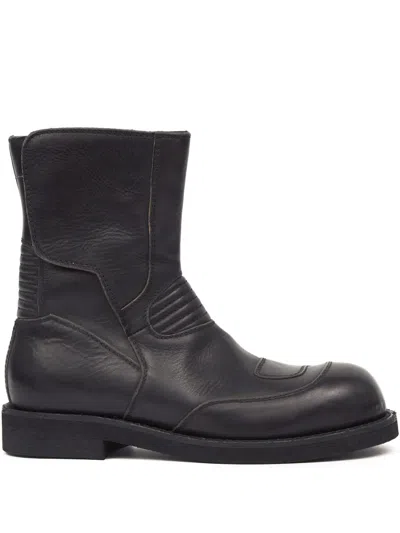 Mm6 Maison Margiela Leather Combat Boots In Black