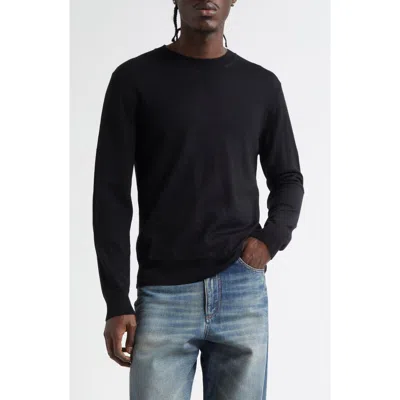 Mm6 Maison Margiela Leather Elbow Patch Crewneck Sweater In Black