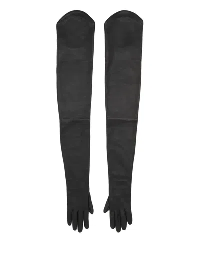 Mm6 Maison Margiela Leather Gloves In Black