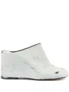 Mm6 Maison Margiela Distressed Leather Wedge Heel Slippers