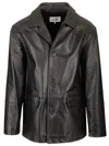 Mm6 Maison Margiela Leather Jacket Jackets Black In Black