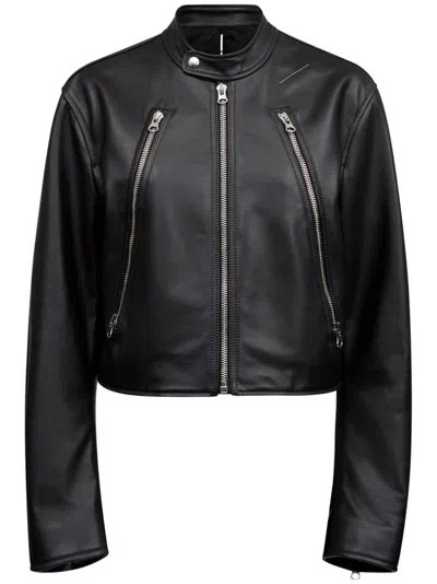 Mm6 Maison Margiela Leather Jacket In Black