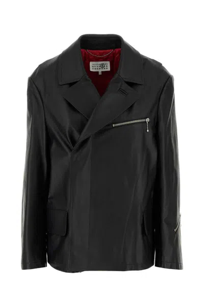Mm6 Maison Margiela Leather Jackets In Black
