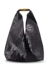 Mm6 Maison Margiela New Japanese Bag In Crocodile-embossed Leather In Black