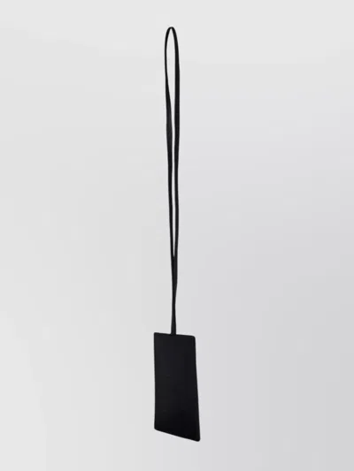 Mm6 Maison Margiela Leather Keyring With Rectangular Shape And Wrist Strap In Black
