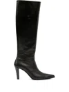 Mm6 Maison Margiela Leather Knee-high Boots In Black