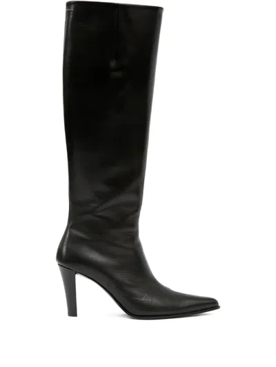 Mm6 Maison Margiela Leather Knee-high Boots In Black