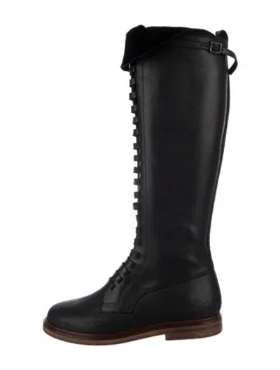 Pre-owned Mm6 Maison Margiela Leather Lace-up Boots In Black