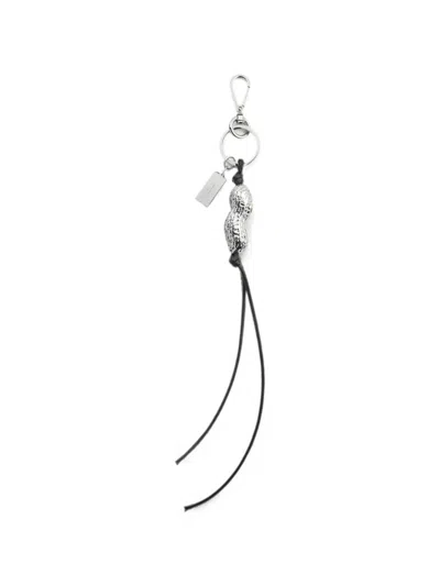 Mm6 Maison Margiela Leather Lanyard Keyring In Silver