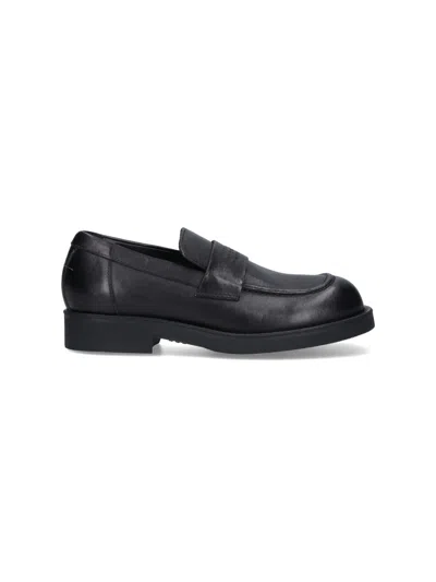 Mm6 Maison Margiela Black Calf Leather Bos Taurus Slip-on Loafers
