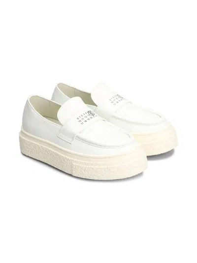 Mm6 Maison Margiela Kids' Leather Loafers In White