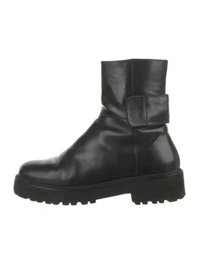 Pre-owned Mm6 Maison Margiela Leather Moto Boots In Black
