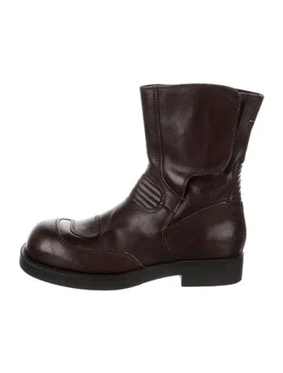 Pre-owned Mm6 Maison Margiela Leather Moto Boots In Brown