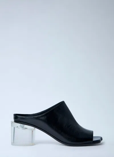 Mm6 Maison Margiela Leather Mule With Transparent Block Heel In Black