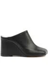Mm6 Maison Margiela Womens Mm6 Anatomic Slipper Leather Wedge Heel In Black