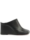 Mm6 Maison Margiela Womens Mm6 Anatomic Slipper Leather Wedge Heel In Black