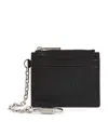 Mm6 Maison Margiela Leather Numeric Card Holder With Chain In Black