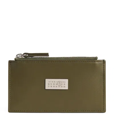 Mm6 Maison Margiela Leather Numeric Zipped Card Holder In Green