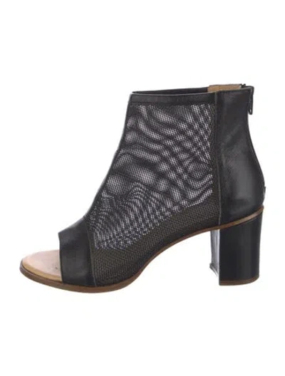 Pre-owned Mm6 Maison Margiela Leather Printed Boots In Blue