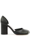 Mm6 Maison Margiela Black Shiny Vegetable Tanned Leather Court Heels