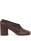 Mm6 Maison Margiela Block Heel Round Toe Anatomic Pumps In Brown