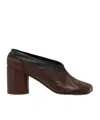 Mm6 Maison Margiela Block Heel Round Toe Anatomic Pumps In Brown