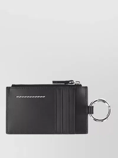 Mm6 Maison Margiela Leather Purse And Cardholder Metal Ring In Black