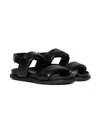Mm6 Maison Margiela Logo Print Faux Leather Strap Sandals In Black