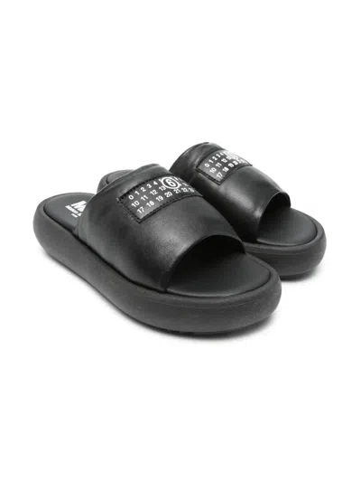 Mm6 Maison Margiela Kids' Leather Sandals In Black
