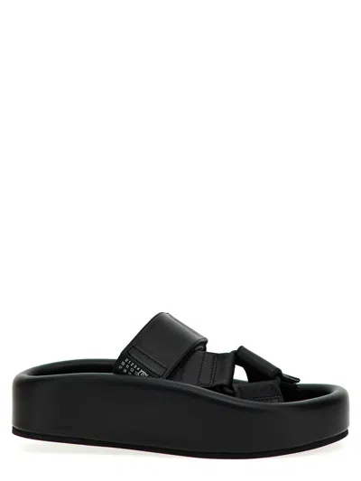 Mm6 Maison Margiela Leather Sandals In Black