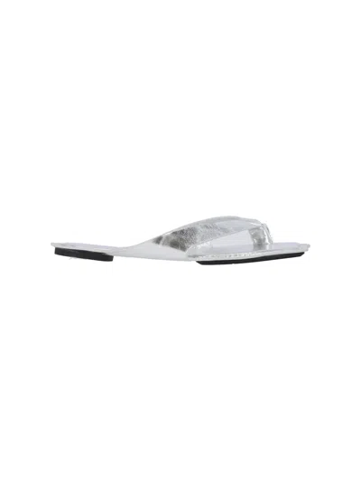 Mm6 Maison Margiela Leather Sandals In Silver
