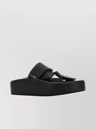 Mm6 Maison Margiela Leather Sandals With Embellished Detail And Platform Sole In Black