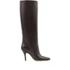 Mm6 Maison Margiela Mm6 By Maison Margiela Pointed Toe Knee-high Boot With White Stitch Detail In Black