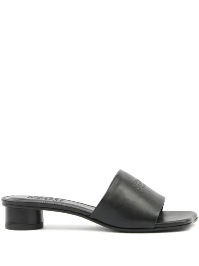 Mm6 Maison Margiela Leather Slides In Black